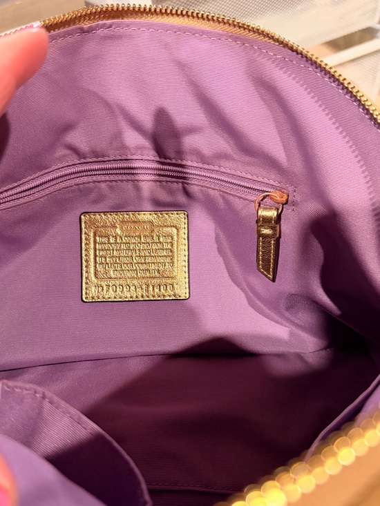 Authentic COACH Vintage Y2K 2009 Metallic Gold Patchwork Satchel Handbag F14007 - Picture 15 of 16